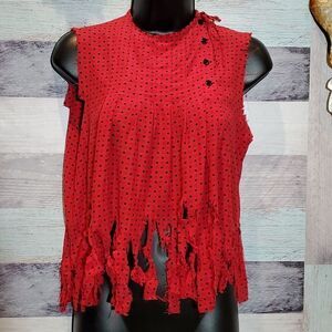 Oscar De La Renta Miss O Sz 4 TRASHED Silk Pleated Front Blouse Festival Fun OOK